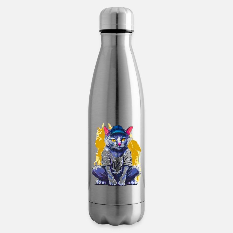 Graffiti de chat - Bouteille isotherme - argent clair