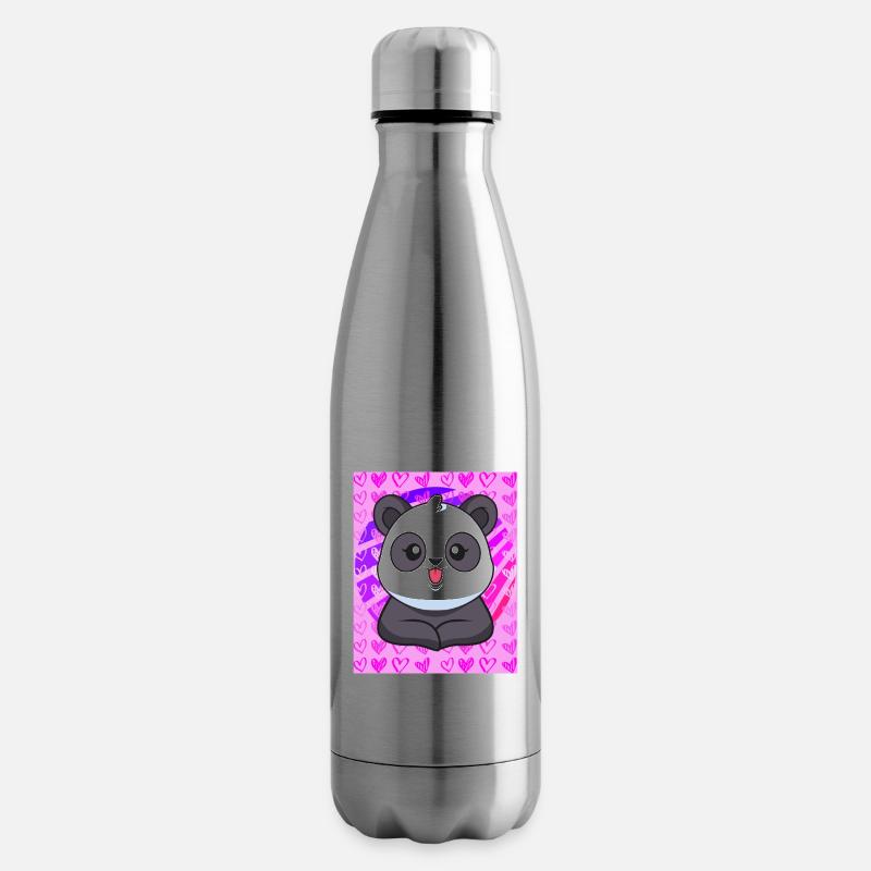 Panda Herzen - Isolierflasche - Lightsilver