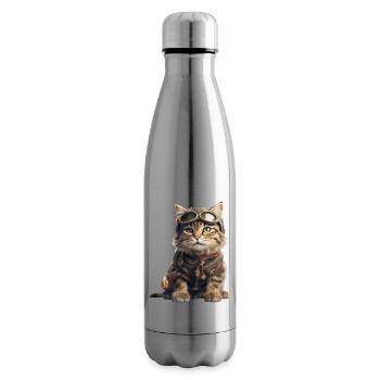 Katze Retro Pilo - Isolierflasche - Lightsilver - Rechts