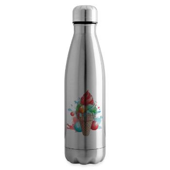 Cornet de glace pistache fraise - Bouteille isotherme - argent clair - Droite