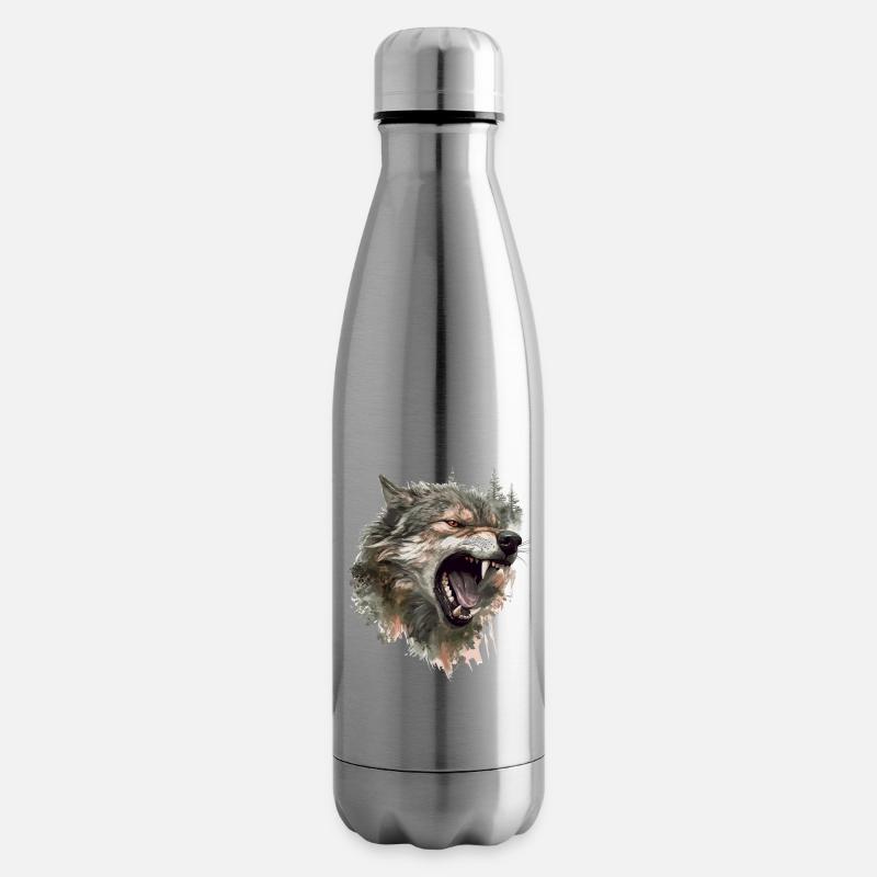 Wolf Wolf Head Scratch Marks Claws Wild Forest Hunter - Bouteille isotherme - argent clair