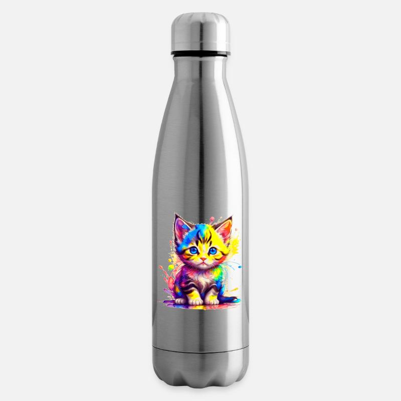 Regenbogen-Kätzchen - Isolierflasche - Lightsilver
