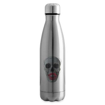 Crâne aux lèvres rouges - Bouteille isotherme - argent clair - Droite