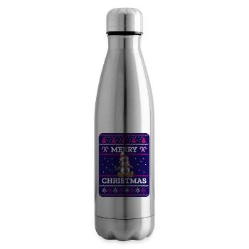 Un pingouin jouant au paintball dit Joyeux Noël - Bouteille isotherme - argent clair - Droite