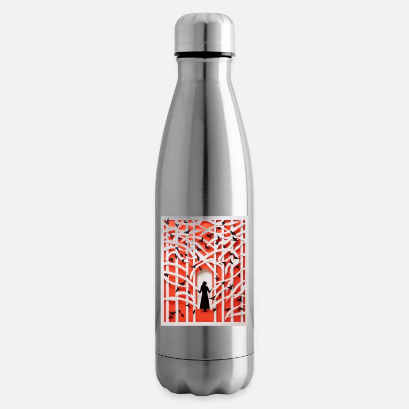 Scherenschnitt Vögel - Isolierflasche - Lightsilver