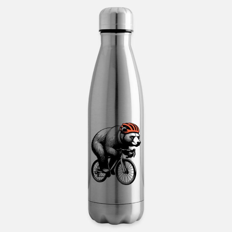 Radfahrender Bär - Isolierflasche - Lightsilver