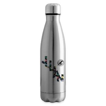 JULIAN - Beautiful boy name with dinosaur - Insulated Water Bottle - silver - Right