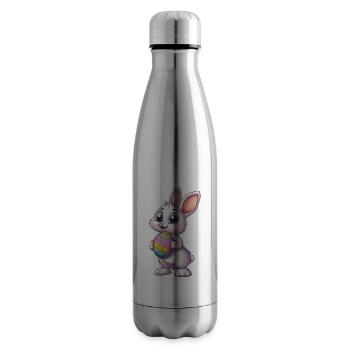 Cute Easter bunny with Easter egg - Insulated Water Bottle - silver - Right