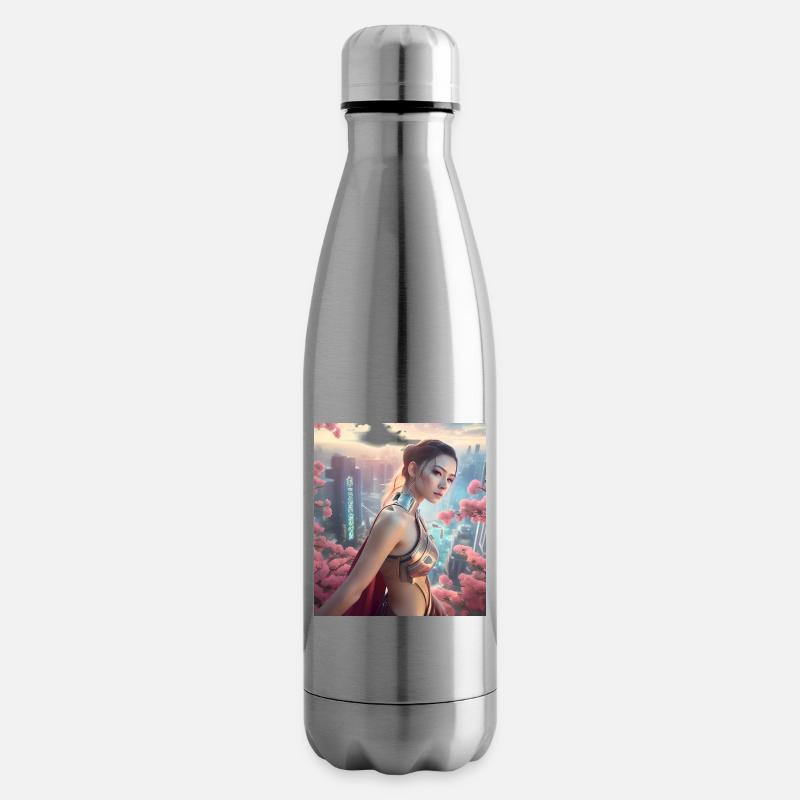 Cyber-Prinzessin über der Stadt _ GBC - Isolierflasche - Lightsilver