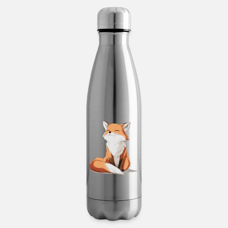 Cute Fox - Insulated Water Bottle - silver
