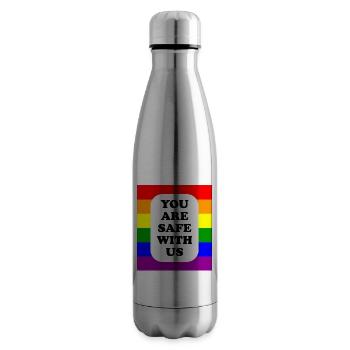 Drapeau arc-en-ciel pour les espaces sécurisés LGBT - Bouteille isotherme - argent clair - Droite