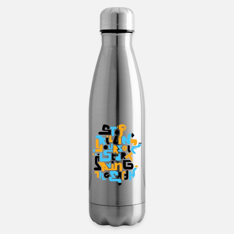 stopkillingyaself_3f - Bouteille isotherme - argent clair