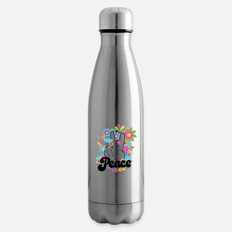 Peace Hippie | Hippies 60er Sprüche Geschenkideen - Isolierflasche - Lightsilver