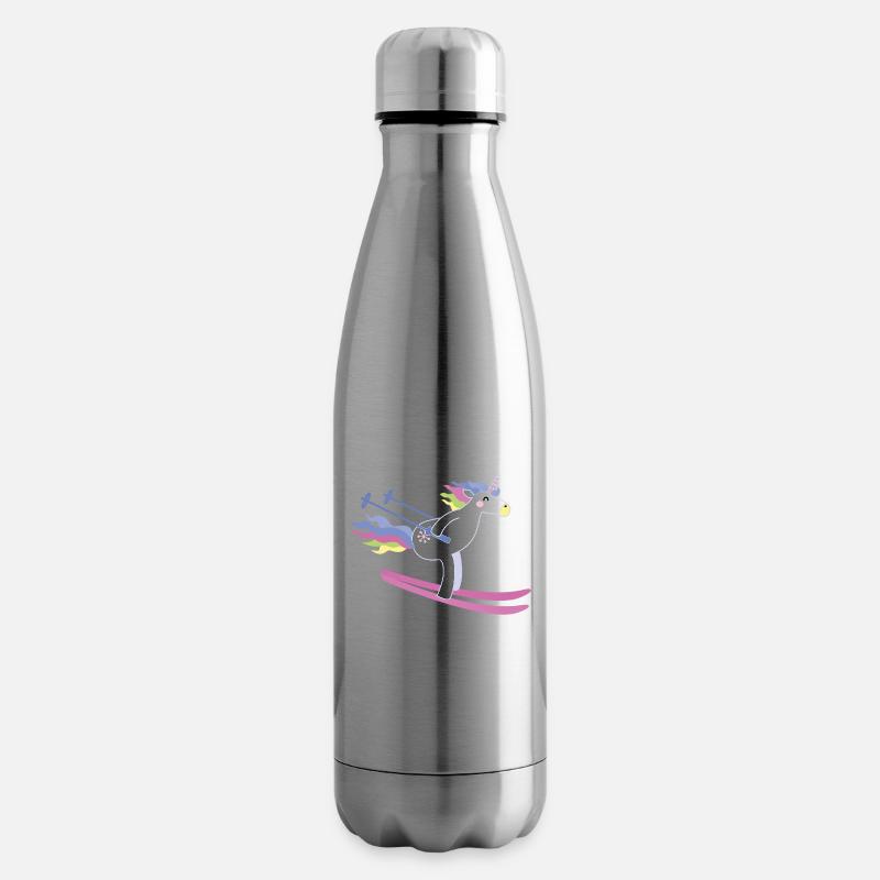 Licorne sur ski - Bouteille isotherme - argent clair
