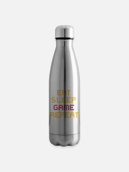 Eat Sleep Game Repeat - Cooler Spruch Gamer Zocker - Termosflaska - ljus silver