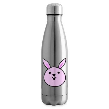 Mignon lapin rose - Bouteille isotherme - argent clair - Droite
