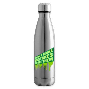 Date Mistakes Quote Logo - Insulated Water Bottle - silver - Right