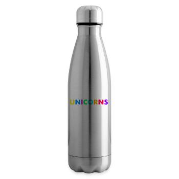 I hate unicorns - Insulated Water Bottle - silver - Right