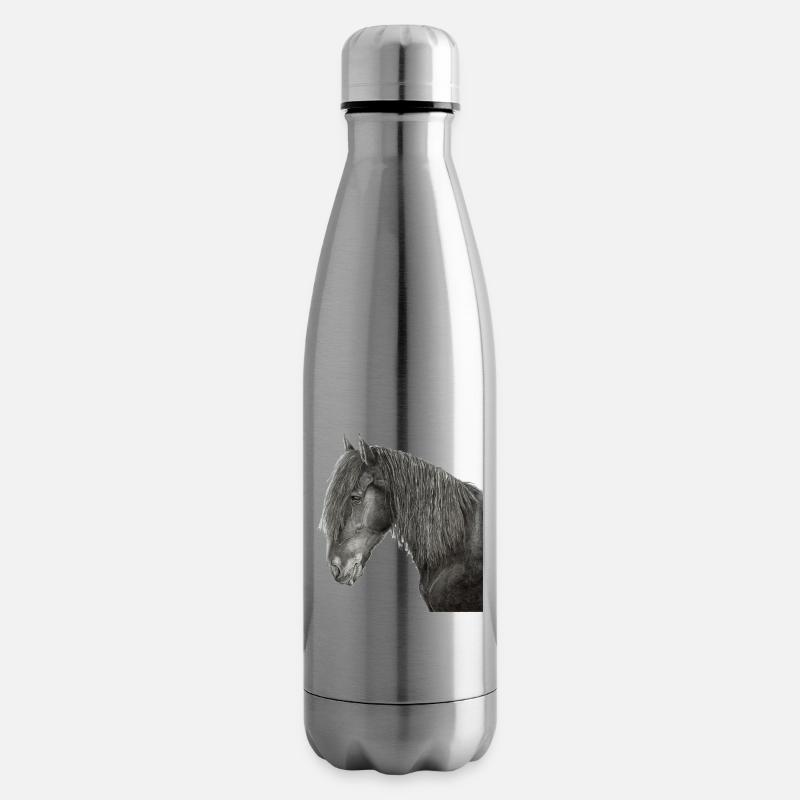 Friesenpferd Porträt - Isolierflasche - Lightsilver