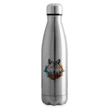 Wolf Wolfskopf Raubtier Bunt Natur Wildnis Kunst - Isolierflasche - Lightsilver - Rechts