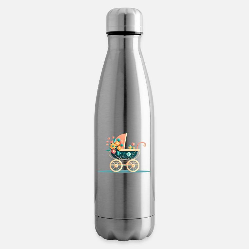 Poussette fleurie 10 - Bouteille isotherme - argent clair