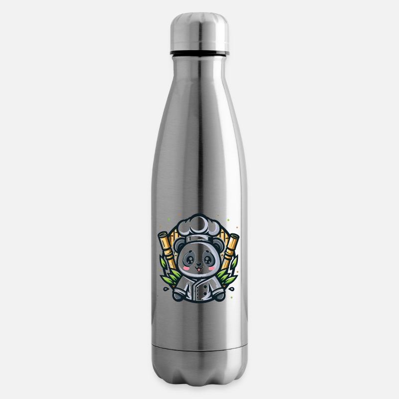 Chef panda kawaii bambou - Bouteille isotherme - argent clair