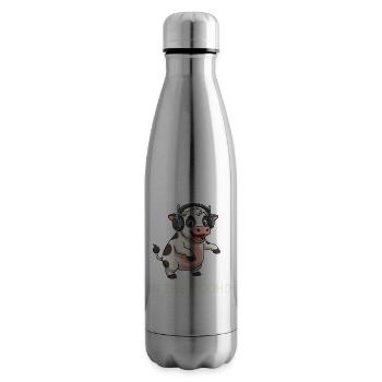 Tanzende Kuh mit DJ Stimmung Lustige Sprüche - Isolierflasche - Lightsilver - Rechts