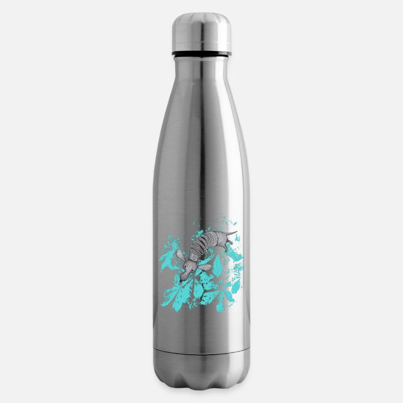 Dackel mit türkisen Blättern - Isolierflasche - Lightsilver