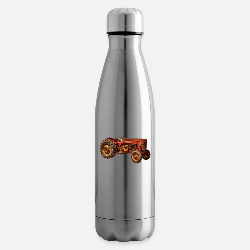 roter Traktor Oldtimer - Isolierflasche - Lightsilver