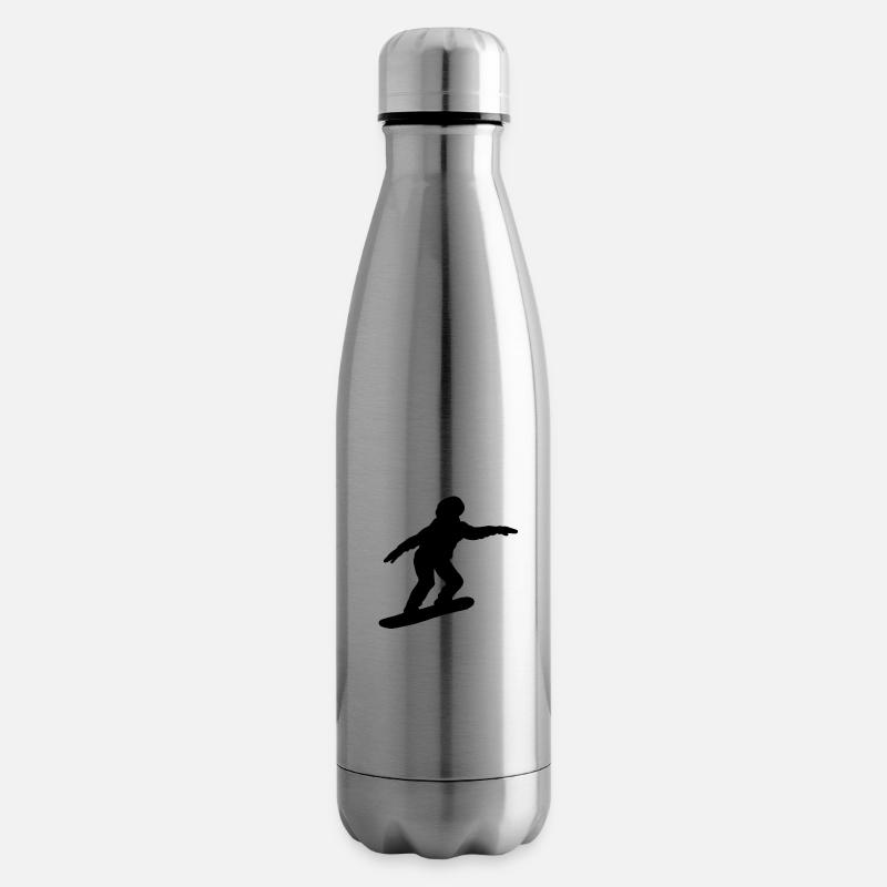 Snowboarder Snowboard Silhouette noir Athlètes - Bouteille isotherme - argent clair
