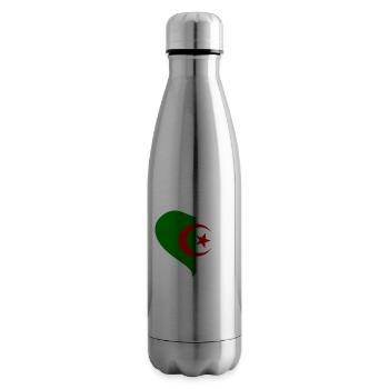Drapeau coeur Algérie - Bouteille isotherme - argent clair - Droite