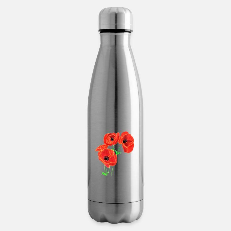 Coquelicots - Bouteille isotherme - argent clair
