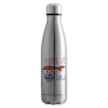 Kawaii Japanese Food Salmon Salmon Sushi Roll - Insulated Water Bottle - silver - Right