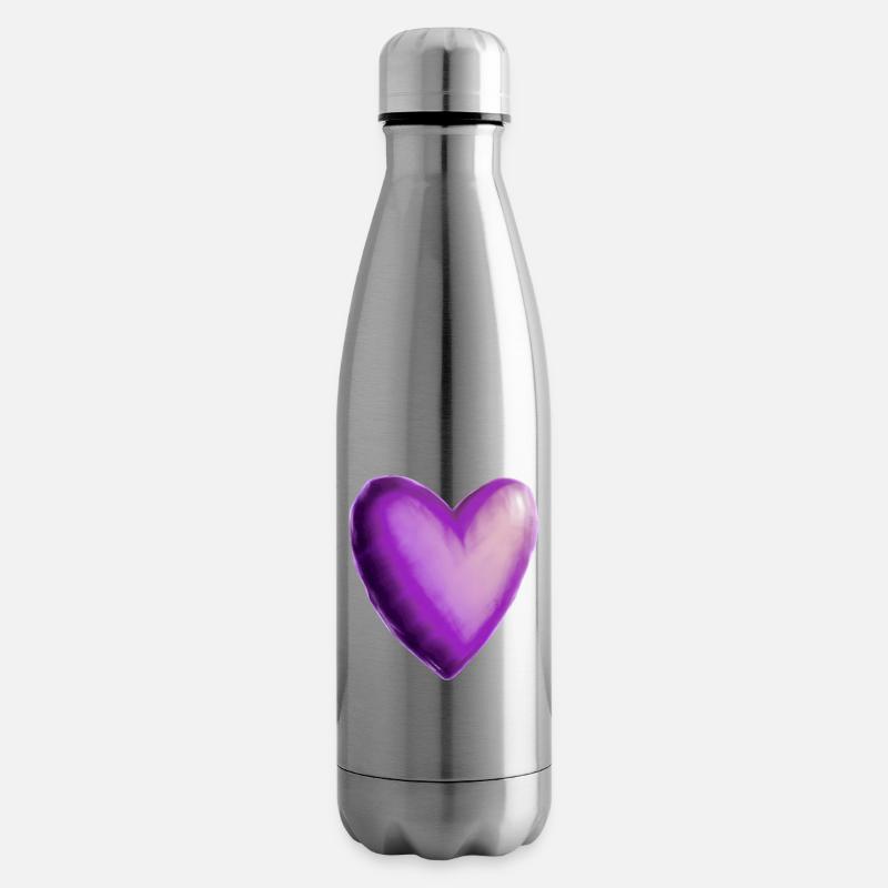 Herz lila violett Geschenkidee - Isolierflasche - Lightsilver