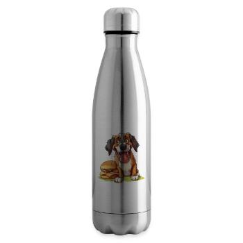 Hund Burger Hamburger Fast Food Hundeliebhaber - Isolierflasche - Lightsilver - Rechts