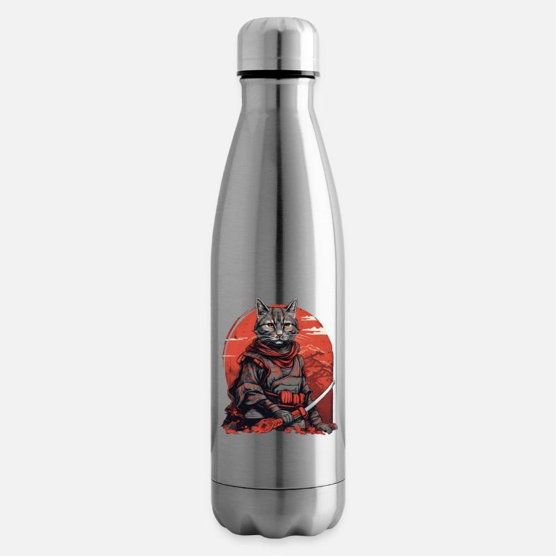 Samurai Katze Japan - Isolierflasche - Lightsilver