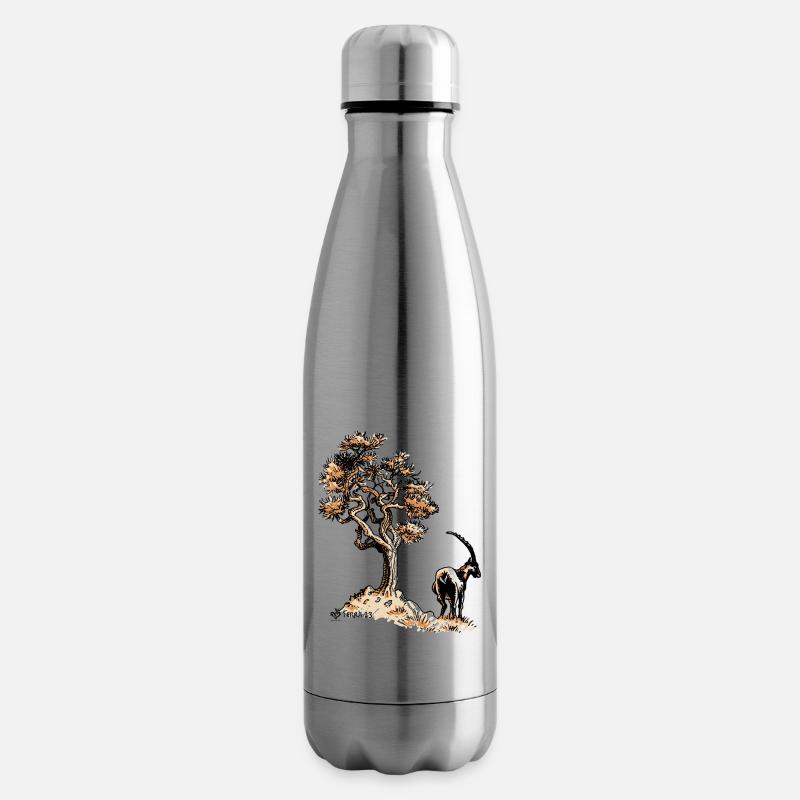 Bouquetin et arbre - Bouteille isotherme - argent clair