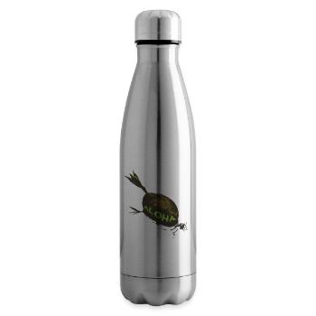 Coconut Aloha ! Friendship Palm Tiki Vacation - Insulated Water Bottle - silver - Right