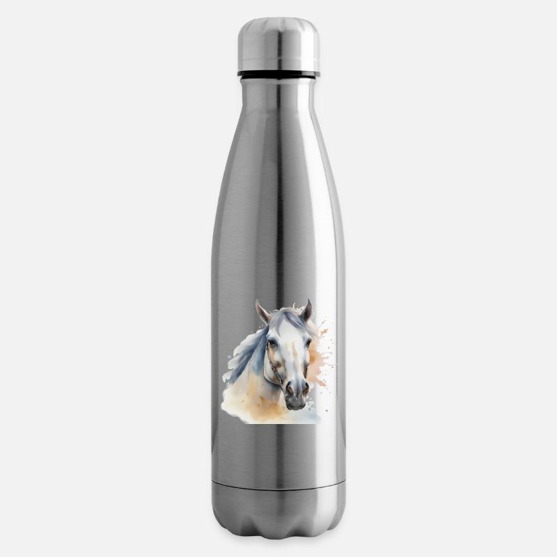 Pferdekopf Pferd Pferde Ross Gaul Hengst - Isolierflasche - Lightsilver