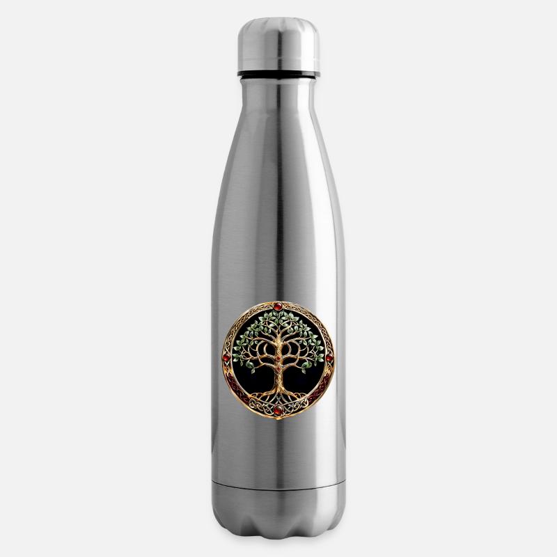 Eleganter und edler Lebensbaum mit keltischem Knoten. - Isolierflasche - Lightsilver