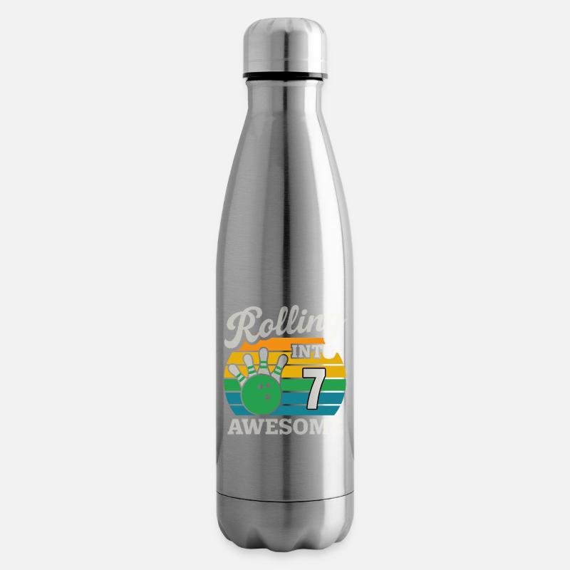 Retro Bowling inspiré du 7e anniversaire Design - Bouteille isotherme - argent clair