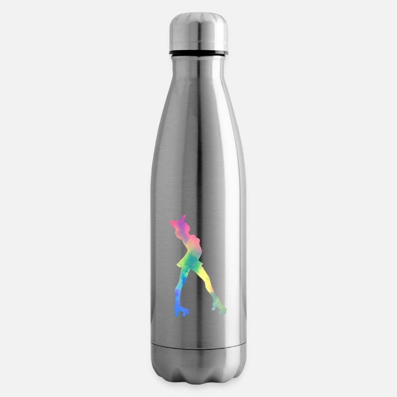Girl rollerblading inline skating rollerblading - Insulated Water Bottle - silver