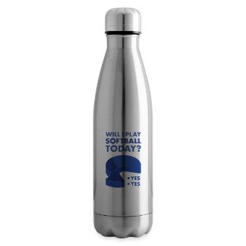 Sport Will I Play Softball - Insulated Water Bottle - silver - Right