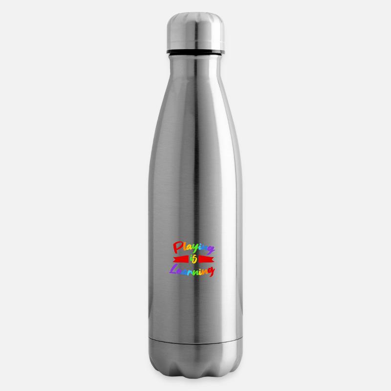 Playing Is Learning Teacher Preschool Elementary School - Insulated Water Bottle - silver