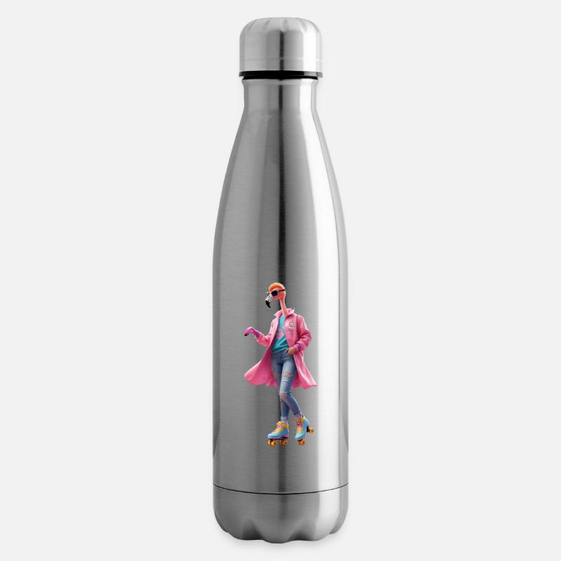 Rollerskating Flamingo - Isolierflasche - Lightsilver