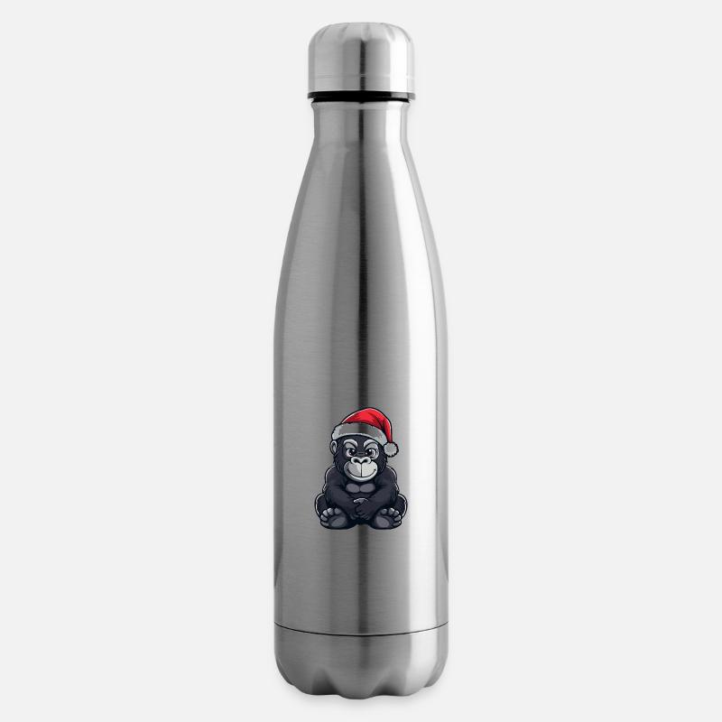 Gorille Noël mignon - Bouteille isotherme - argent clair