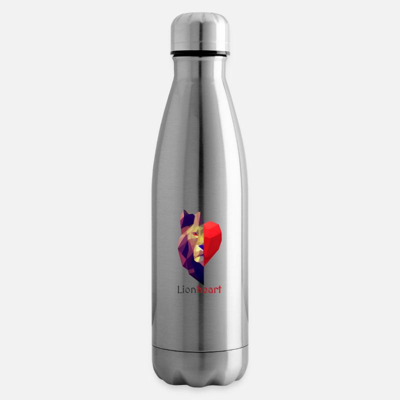 Low Polygon Design Löwe Herz Tierkopf Valentinstag - Isolierflasche - Lightsilver
