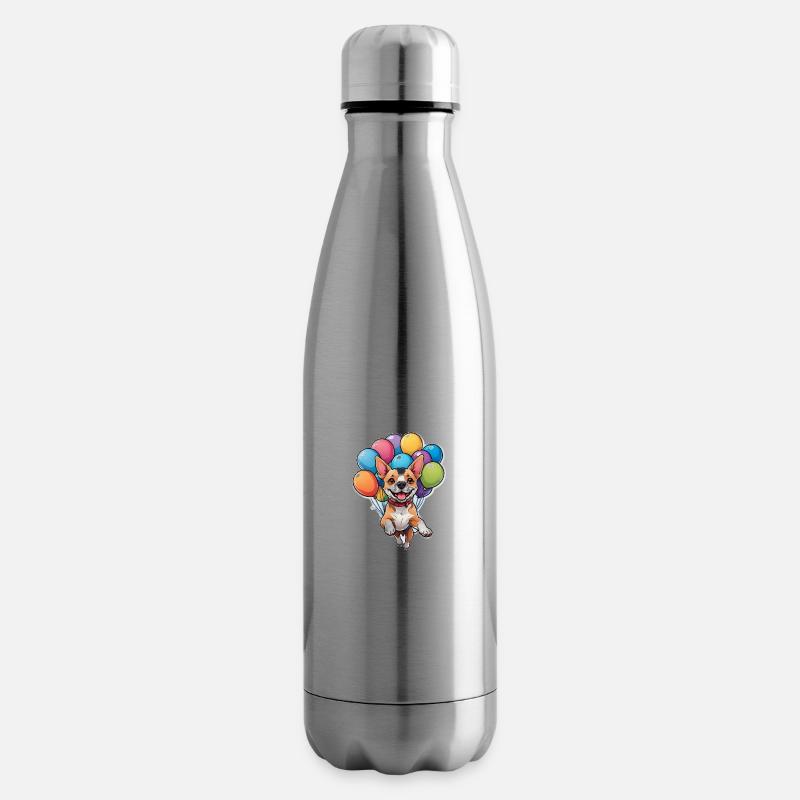 Hund mit bunten Luftballons - Isolierflasche - Lightsilver