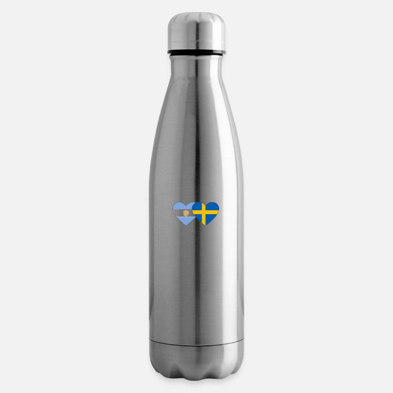 Coeur de drapeau Argentine Suède - Bouteille isotherme - argent clair
