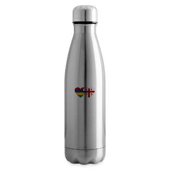 Mauritius Georgia Flag Heart - Insulated Water Bottle - silver - Right